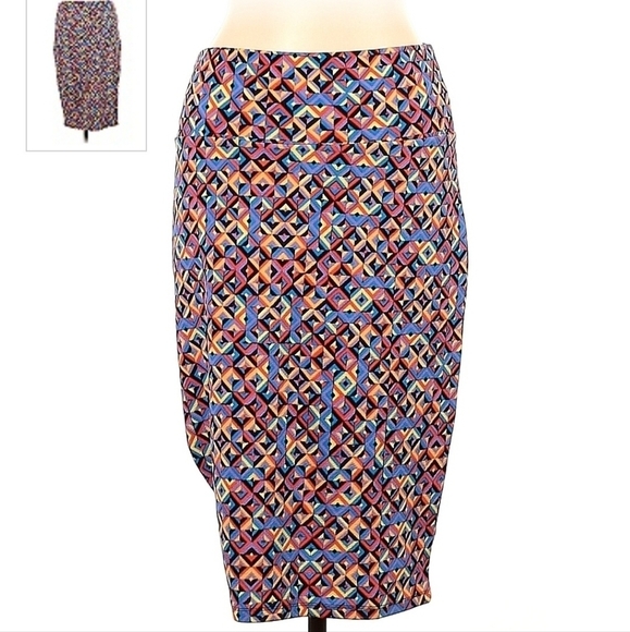 LulaRoe Geometric Cassie Pencil Skirt Women's Large L Stretch Wide Waistband EUC - Picture 2 of 7